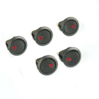 5Pcs Car Truck Rocker Toggle LED Switch Red Light On Off Control 