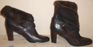 St Johns Bay CHOCOLATE BROWN LEATHER Fur lined short BOOTS 9 M  