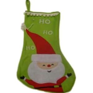  Green Felt Santa Claus Christmas Stocking with Pom Pom and 