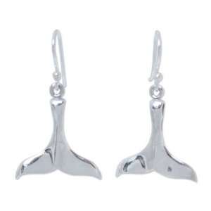    Unique Sterling Silver Drop Earrings, Whale Watching Jewelry