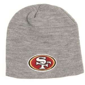   49ers Uncuffed Embroidered Logo Winter Knit Beanie Hat   Sports Gray