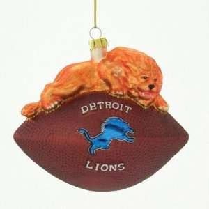  Detroit Lions NFL Glass Mascot Football Ornament (6 inch 