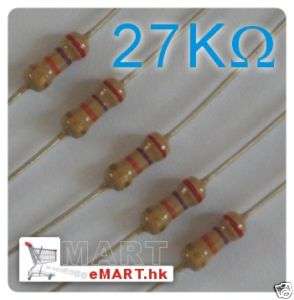 NEW 50 pcs 27K Ohm 1/4 Watt Carbon Film Resistors  