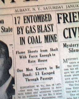 1929 KINGSTON WV Coal Mine Explosion Disaster Newspaper  