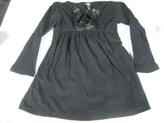 MIGNONE BLACK LONG SLEEVE DRESS W/RHINESTONES SIZE 5/6  