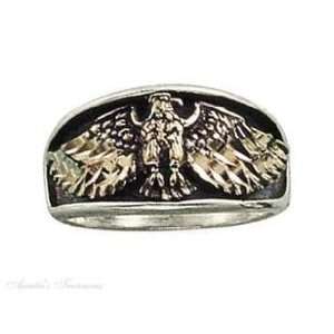   Sterling Silver Mens Flying Eagle Ring Bronze Accent Size 8 Jewelry