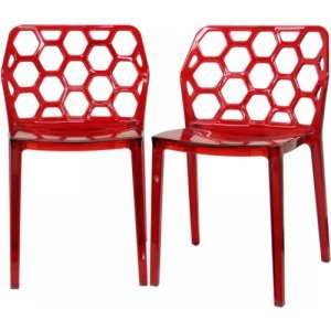 Wholesale Interiors PC 454 Red Honeycomb Acrylic Modern Dining Chair 