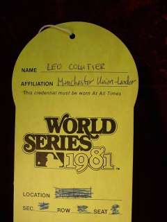 1981 WORLD SERIES Press Pass BASEBALL Dodgers YANKEES  