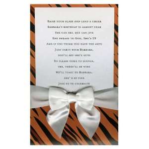  Fashionable Tiger Print with White Bow Pocket Invitations 