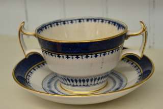 Booths Silicon China Lowestoft Border Bouillon Cup Saucer C. 1914 Set 
