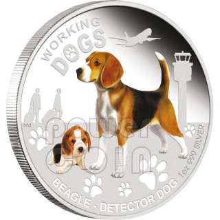 BEAGLE Detector Working Dogs Silver Coin 1$ Tuvalu 2011  