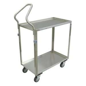 Stainless Steel Cart, 2 Shelf, Ergo Handle, All Lips Up, 48Lx22W 4 