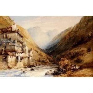  12X16 inch Callow William A Figure Fishing In A Mountain 