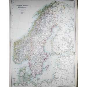  BLACKS MAP 1890 SWEDEN NORWAY DENMARK GOTTLAND BALTIC 