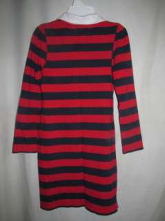 Tommy Hilfiger Red & Navy Striped Logo Flag Knit Dress Girls Large 12 