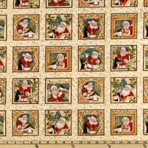   Penguins & Santa Frames vory Fabric By The Yard Arts, Crafts & Sewing