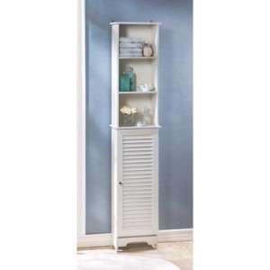 Tall White Wood Nantucket Bathroom Bedroom 6 Shelf Organizer Storage 