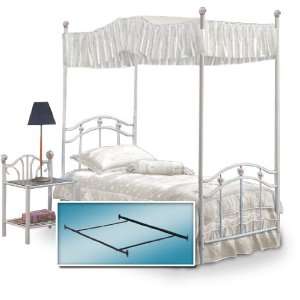  White Twin Princess Bed Frame, Canopy Frame, Solid White Canopy 