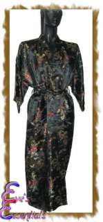 Women/Men Black Dragon Satin Kimono Robe Costume XL NEW  