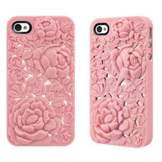 Luxury 3D Sculpture Design Rose Flower Back Case Cover For iPhone 4 4S 
