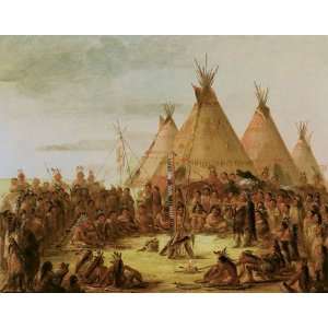   SIOUX WAR COUNCIL BY GEORGE CATLIN PRINT REPRODUCTION