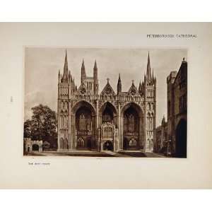  1905 Peterborough Cathedral Gothic West Front Print   Orig 