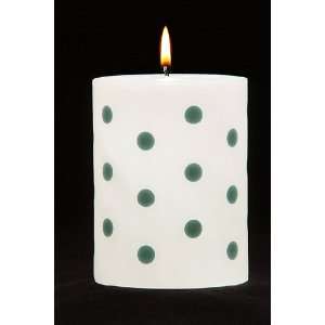  Dots   3x4 Decorative Pillar Candle Printed Aqua