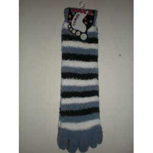   striped long toe socks (Blue, white, black) 