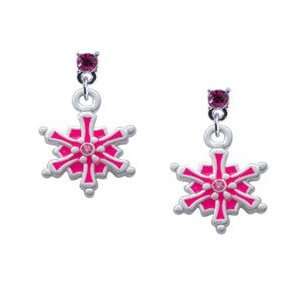  Hot Pink Snowflake with Rose Swarovski Crystal   2 Sided 