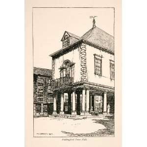 1906 Wood Engraving Wallingford Town Hall Thames Valley England 
