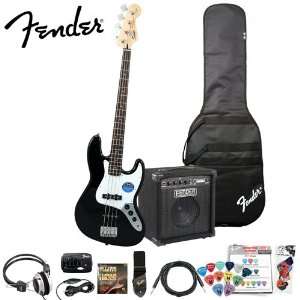  Fender Squier Black Affinity J Bass with Rumble 15 Amp 