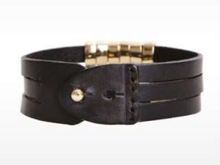 NWT Linea Pelle Sliced Leather Cuff with Sliders in Black  