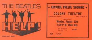   Original 1965 HELP Movie Theater Ticket Colony Theater White Plains NY