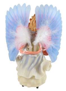   Angel Collection Figurine Statue Resin Fur Fiber Waving Wings Light up