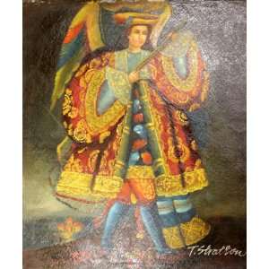 MILITARY ANGEL with Rifle Painting Hand Painted Oil on Cloth Canvas 