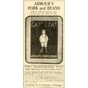  1899 Ad Armours Pork Beans Tomato Sauce Can Food Boy 