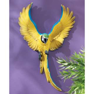 Tropical Flying Macaw Parrot Wall Statue  