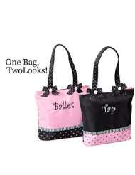 black pink ballet tap reversible dance tote bag