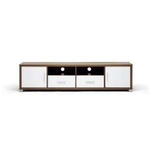  Chisholm Walnut Effect Modern TV Cabinet with White Doors 