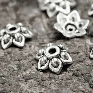 200* fashion Tibetan Silver Flower Bead End Caps TS1323  