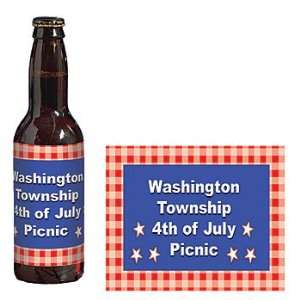  Summer Gingham Personalized Beer Bottle Labels   Qty 12 