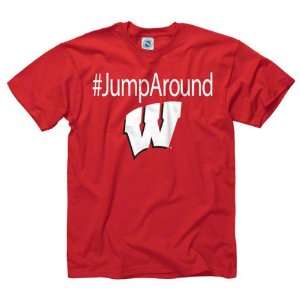   Wisconsin Badgers Red Jump Around Hashtag T Shirt