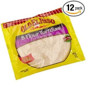 Old El Paso (8 Inch) Flour Tortillas, 8 Count Packages (Pack of 12)