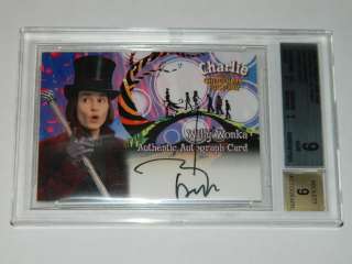 2005 Willy Wonka Autograph JOHNNY DEPP Chocolate Factory BGS 9 