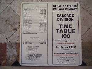 GREAT NORTHERN RAILWAY CASCADE DIVISION #108 6 1 1967  