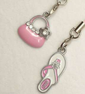 PINK & SILVER PURSE & SHOE CELL PHONE CHARMS  WOW 5446  