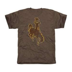  NCAA Wyoming Cowboys Distressed Primary Tri Blend T Shirt 