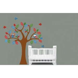 Kids childrens boy tree vinyl wall decal with penelope birds owls and 