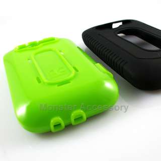 The HTC Wildfire S Black Green Duo Shield Hard Case Gel Cover provides 