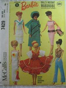   60s McCalls BARBIE MIDGE DOLL CLOTHES Sewing Pattern Square Dance
